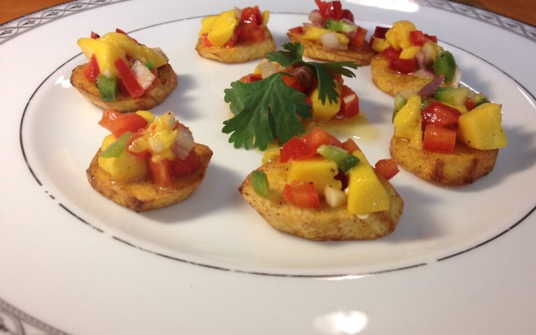 Home made Plantain Chips with Mango Salsa & Hot Jalapeno