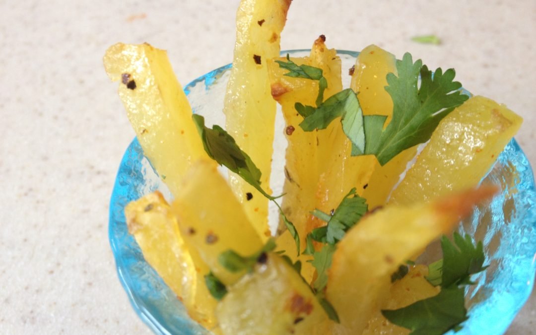 Baked Potato Fingers with baked pockets of garlic!